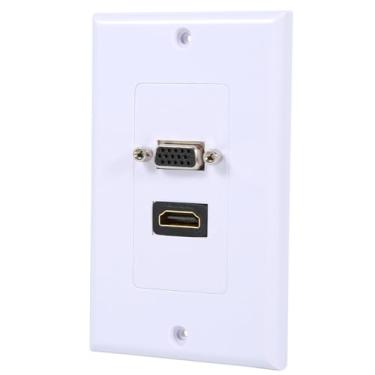 Imagem de Placa de Parede VGA Com Conectores Banhados a Ouro para Conexões Fáceis Tomada de Parede de Grupo único Ideal para Uso Doméstico ou Comercial Branco