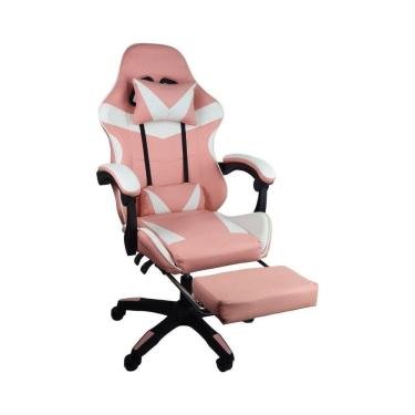 Imagem de Cadeira Gamer Stillus Ergonômica Com Apoio Para Os Pés Rosa Chiclete