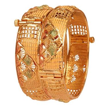 Imagem de Touchstone Pulseira indiana Bollywood finamente gravada à mão de metal descascado bonito trabalho Jaipur Meenakari esmaltado exclusivo joias pulseiras em tom dourado para mulheres., Metal, não conhecido,