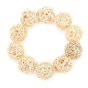 Imagem de ZJchao Bolas de Rattan, 10 Peças de Brinquedos de Mastigar de Rattan, Brinquedo Sepak Takraw e de Periquito Não Tóxicos para Papagaios e Animais Pequenos (5cm de cor original)