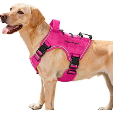 Imagem de Peitoral tático resistente para cães grandes, colete refletivo ajustável sem puxão com sistema Molle, controle de nível militar K9 para treinamento de serviço, atividades ao ar livre e mais de 10