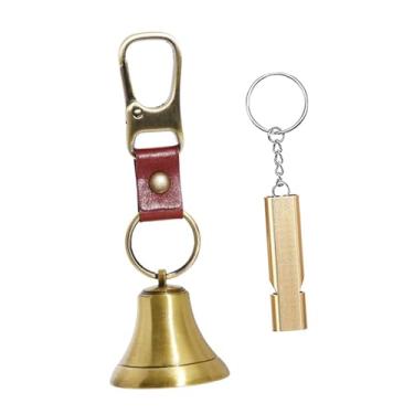 Imagem de Vaveren Conjunto de sino e apito em formato de urso, apito de emergência, chaveiro compacto, decoração para mochila, sino para animais de estimação, ideal, Bronze Antigo Brilhante