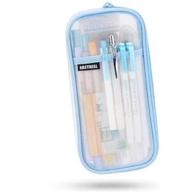 Imagem de EASTHILL Estojo de lápis de malha quadriculada com zíper transparente bolsa de maquiagem colorida bolsa de cosméticos multiuso viagem escola adolescentes meninas e meninos bolsa estacionária