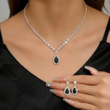 Imagem de Conjunto de joias de formatura de prata, colar de strass, brincos e pulseiras, bijuterias para mulheres, acessórios de festa, casamento, vestido para formatura, casamento e ocasiões especiais, Medium