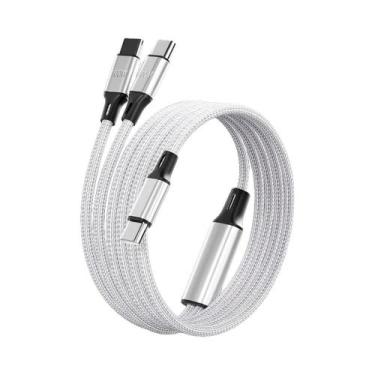 Imagem de Carregador Rápido De 100W PD Tipo C Com Cabo Trançado 2 Em 1 USB C Par