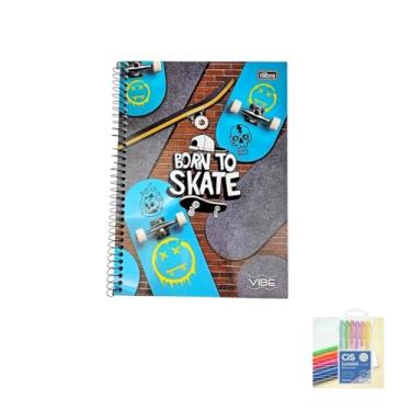 Imagem de Kit Caderno Universitário Capa Dura Vibe Masculino 20 Matérias + Caneta Esferográfica Spiro 24 Unidades + Marca Texto Lumini 06 Cores