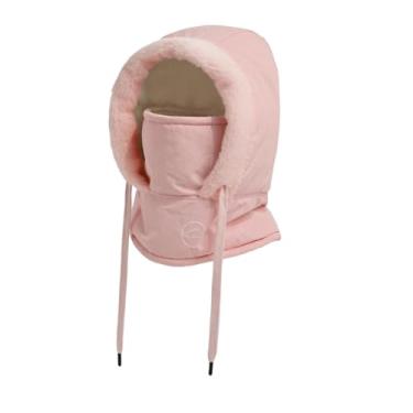 Imagem de oshhni Máscara de esqui com capuz, proteção para o pescoço, ideal para ciclismo, clima frio, balaclava grossa, cobertura térmica para o rosto, perfeita para, Crianças Rosa