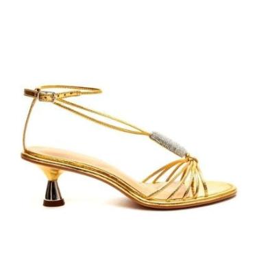 Imagem de Sandália Couro Off White Salto Baixo Cecconello 2600003-1-Feminino