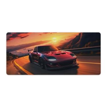 Imagem de Sunset JDM Car Rx7 Sport Speed Desk Pad Mouse Pad Antiderrapante Grande Material de Escritório Tapete de Mesa de Borracha Impermeável Tapete de Escrita para Escritório Jogo Casa 40 x 90 cm