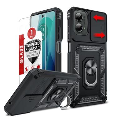 Imagem de LeYi Capa para Motorola Moto G 5G 2024: com capa de câmera deslizante e protetor de tela, capa de celular resistente à prova de choque resistente com anel magnético Kickstand Funda para Moto G 5G 2024