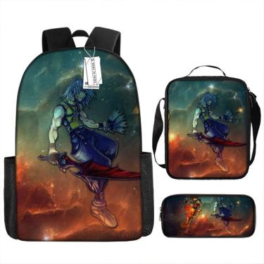 Imagem de Conjunto de mochilas Kingdoms Hearts Rikus Cartoon Kids School, 3 unidades