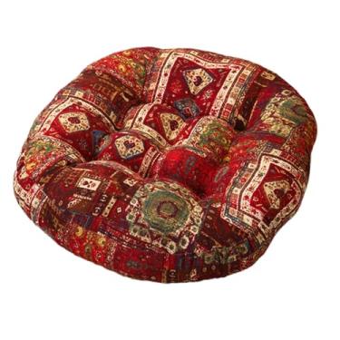 Imagem de IEUDNS Almofada de assento para cadeira Boho Almofada de chão para sentar Café Lareira Interior Tatami de cadeira boêmia Decorativa Macia Confortável, Vermelho 55x55x8cm