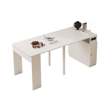 Imagem de conjunto de jantar Mesa de jantar escalável, apartamento pequeno dobrável, sala estar moderna e simples, multifuncional(Branco)