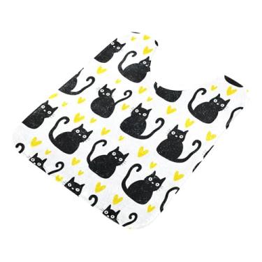 Imagem de Burbuja Tapete de banheiro Black Cats, tapete de banho absorvente de pelúcia macio, base antiderrapante para piso de banheiro, oval em forma de U