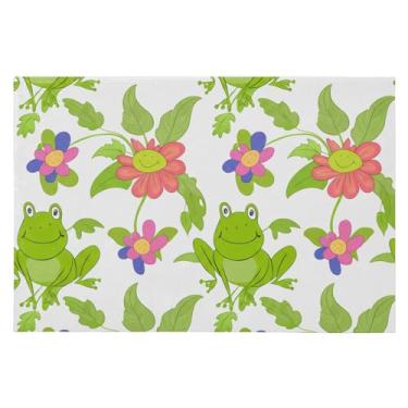 Imagem de CEBUGI Tapete de área 60 x 90 cm macio lavável tapete antiderrapante com suporte de borracha sapos verdes tapetes de área para sala de estar, quarto, decoração de casa