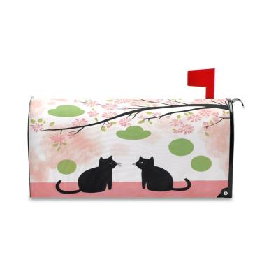 Imagem de Burbuja Capa magnética para caixa de correio, gatos pretos sob a árvore decorativa, capa de correio para decoração de jardim e quintal, tamanho grande 52,8 x 64,5 cm