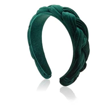 Imagem de Dresyu Faixa de cabelo trançada de veludo para mulheres, argola de cabelo torcido macio, antiderrapante, ampla e acolchoada para maquiagem, lavar o rosto, uso diário