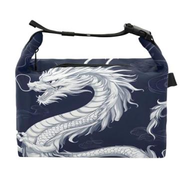 Imagem de STAYTOP Lancheira de dragão branco com fivela de alça, lancheira isolada para meninos e meninas, lancheira térmica para trabalho escolar