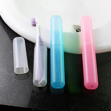 Imagem de Conjunto de estojo de escova de dentes portátil, pacote com 3, suporte de armazenamento de escova de dentes para viagem, respirável, leve, compacto para acampamento doméstico