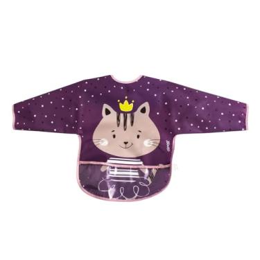 Imagem de Babador Manga Longa Clingo Milky - Bolso Coletor de Migalhas - Impermeável e Ajustável com Velcro - Ideal para Alimentação e Artes