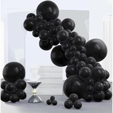 Imagem de LOLStar Balões pretos de látex, 100 peças de balões pretos redondos de 30 cm para decoração de festa de casamento e chá de bebê de aniversário