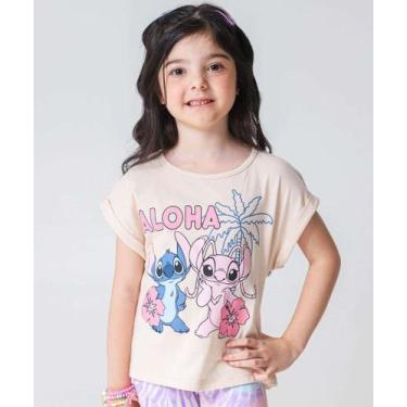 Imagem de Camiseta Infantil Angel E Stitch Tam 4 a 10 Bege-79051 - Disney, Bege,