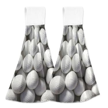 Imagem de Bolas de golfe toalhas de mão de outono com laço para pendurar conjunto de toalhas de dedo personalizadas para forno com 2 decorações de cozinha modernas absorventes, 46 x 35 cm