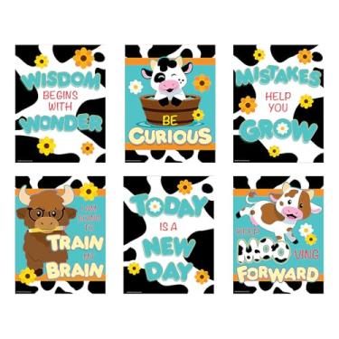 Imagem de Fun Express Conjunto de pôsteres motivacionais para sala de aula de vaca 40,6 cm x 20 3/10.2 cm - 6 peças