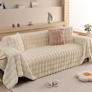 Imagem de HANDONTIME Capa de sofá felpuda para cães e coelhos, pelúcia para sofá de cachorro, capa protetora de pele sintética para sofá seccional, aconchegante, lavável, para sala de estar, 180 cm x 150 cm