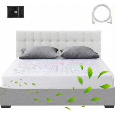 Imagem de Lençóis de aterramento king size branco – 90% algodão orgânico + 10% fibra prata pura, lençol de terra conectado à terra (203 cm C x 195 cm L), cordão para melhor sono e terapia de bem-estar