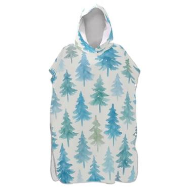 Imagem de Poncho de surfe em aquarela azul e branco para adultos absorvente masculino poncho com capuz toalha de banho com capuz