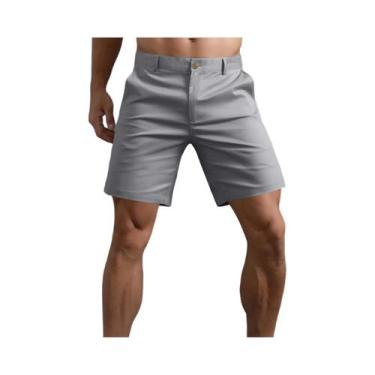 Imagem de Bermuda Cargo Masculina Casual De Verão Respirável Cor Sólida Cintura 