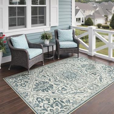 Imagem de GENIMO Tapete para área externa e interna, 2,5 m x 25,4 cm, impermeável, não cai, fácil de limpar, tapete de porta frontal boho para pátio, entrada, varanda, sala de estar, quarto, banheiro, tapete