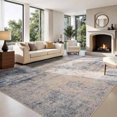 Imagem de Joydeco Tapetes de área de 20 x 25 cm para sala de estar, antiderrapante moderno abstrato lavável à máquina, tapete fino resistente a manchas e não derrama, para quarto, sala de jantar, escritório em