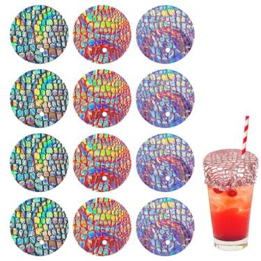 Imagem de 12pçs Novo 2025 Coberturas Brilhantes Lantejoulas Bebidas, Protetor Reutilizável Mulheres Tampa Antipo para Bebidas com Furo Canudo Proteção Festas Noturnas (3 Cores)