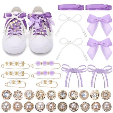 Imagem de Simlakey Amuletos de sapato para tênis, cadarço contém laços, grampos, joias, pingentes de decoração faça-você-mesmo, pingentes para presente de Natal, mulheres, acessórios de joias, branco, prata