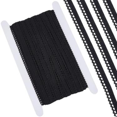 Imagem de GORGECRAFT Lingerie preta com acabamento de renda elástica de 20 metros com 11 mm de largura, fita de renda de crochê para costura DIY, faixas de cabeça, vestido, enfeite de roupa, suprimentos de