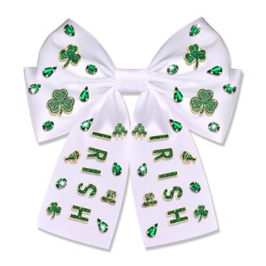 Imagem de BVGA Presilhas de cabelo femininas para o Dia de São Patrício com glitter verde da sorte trevo laço fita de cabelo dia de São Patrício roupas irlandesas acessórios presentes