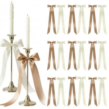 Imagem de Lyrow 36 peças 50 cm x 13,4 cm laço de fita de cetim de Natal decoração de pano de fundo de árvore de Natal DIY guirlanda de castiçal decoração de festa para mulheres, aniversário, casamento, enfeite