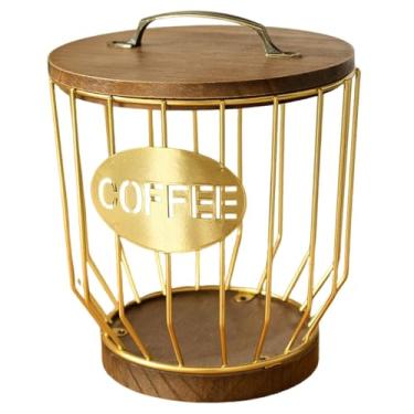 Imagem de Baoblaze Organizador de Cápsulas de Café, Porta-Lanches, Copos e Acessórios Modernos, Cesto Organizador para, Mesa ou Casa, Ouro
