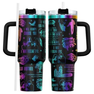 Imagem de fat mummy Copo de vampiro 1,134 g com alça e canudo – Copo isolado de aço inoxidável gravado a laser, design de citação gótica, presente inspirado na TV de fantasia para mulheres, meninas e fãs