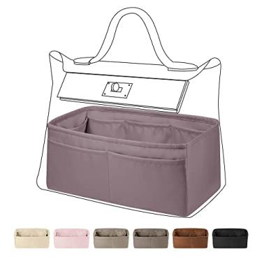Imagem de DGAZ Organizador de bolsa de seda para bolsas Hermes 24/24 mini/29/35, bolsa de mão de luxo e organizador de bolsa, organizador de bolsa simples (Konjac roxo, 24/24-29)