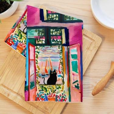 Imagem de Toalhas de cozinha de pintura a óleo, toalha de mão macia absorvente, panos de prato de waffle para cozinha, banheiro, sala de estar, casa, presentes de inauguração de casa para mulheres mãe tia 2