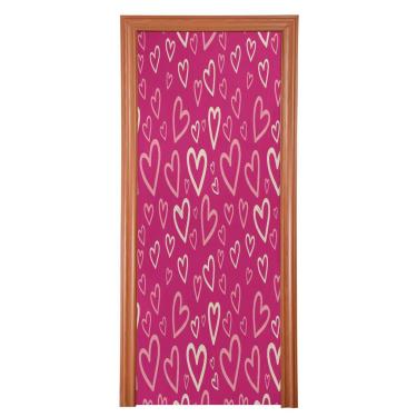 Imagem de ATTX Capa de porta da frente coração concêntrico dos namorados - tecido elástico lavável decoração de férias para festas, casa, decoração de porta da frente, 926 x 98 polegadas (926)