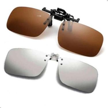 Imagem de Kit 2 Clip On Encaixa Oculos De Grau Polarizado Uv Motorista Dirigir-Masculino
