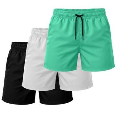 Imagem de Kit 3 Short Tactel Leve Praia Liso Academia Bermuda Masculina-Masculino