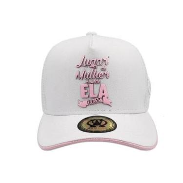 Imagem de Bone Trucker Rhino Size Branco Sanduiche Rosa-Feminino