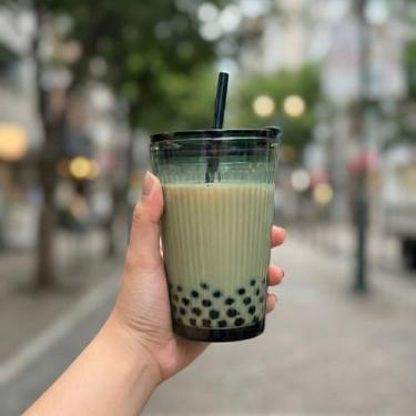 Imagem de Copo de Vidro com Tampa e Canudo Enjoy 450ml Verde Esmeralda Drink Smo