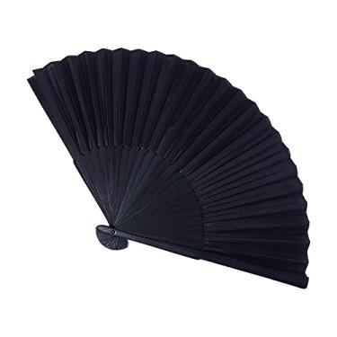 Imagem de Ventiladores dobráveis elegante estilo vintage alça ventilador de mão decoração de casa fã de dança artesanato presente de verão adereço de foto (1 ventoinha)