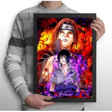 Imagem de Quadro Anime Naruto - Itachi e Sasuke Uchiha (Tamanho A3) - Shimai